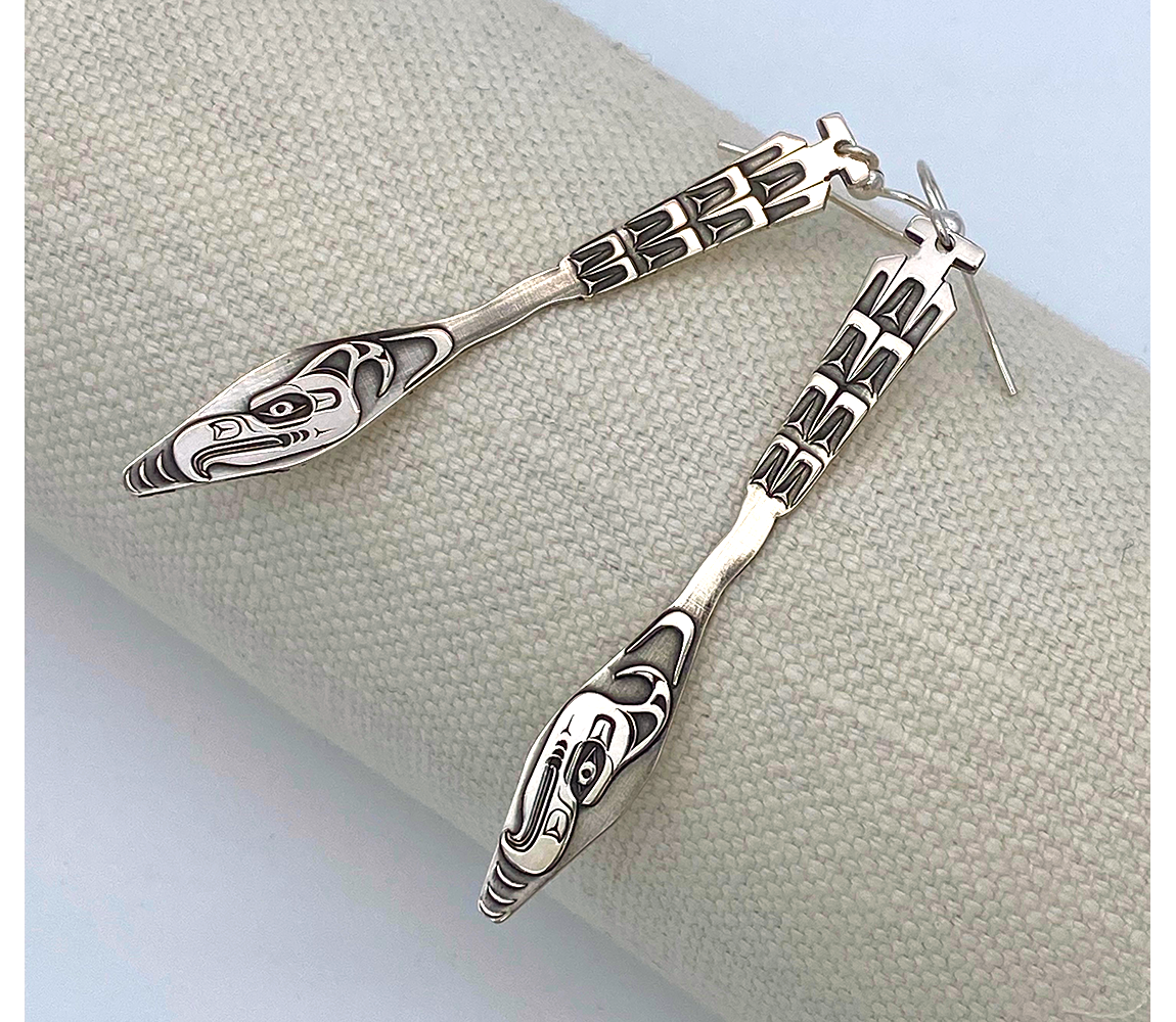Sterling Silver Paddle with Thunderbird Earrings - D'Arcy Basil